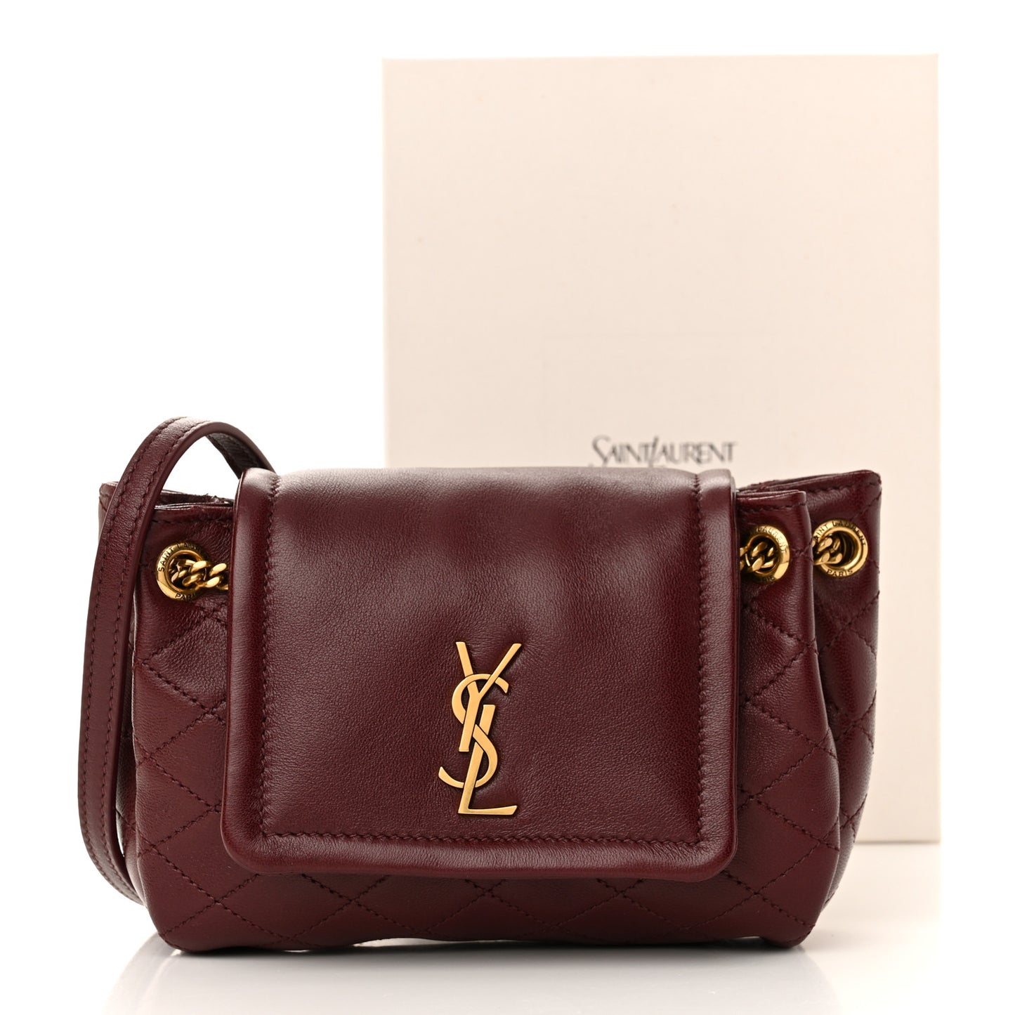 Lambskin Quilted Monogram Mini Nolita Rouge Cabernet