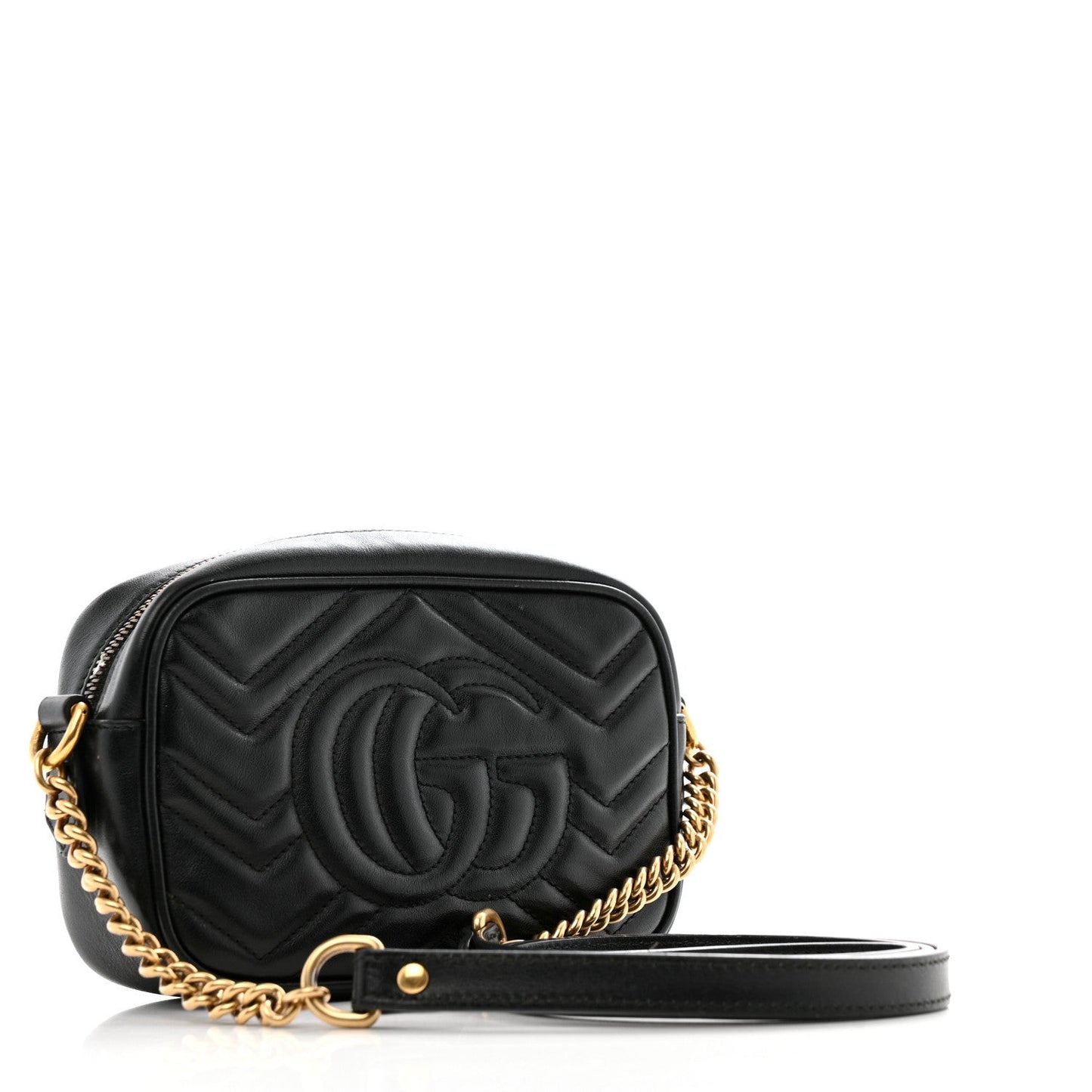 Calfskin Matelasse Mini GG Marmont Chain Shoulder Bag Black