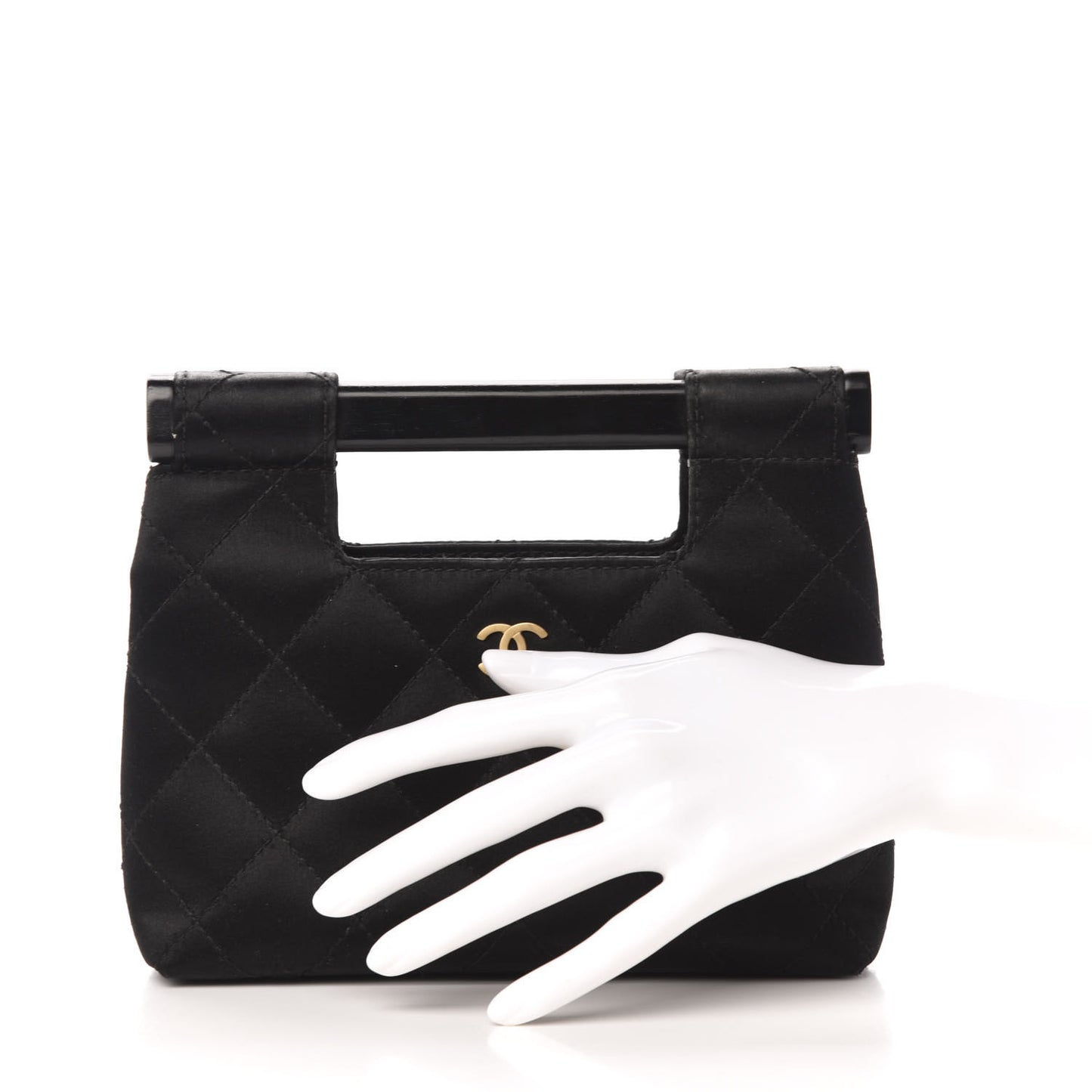 Satin Quilted Clutch Black