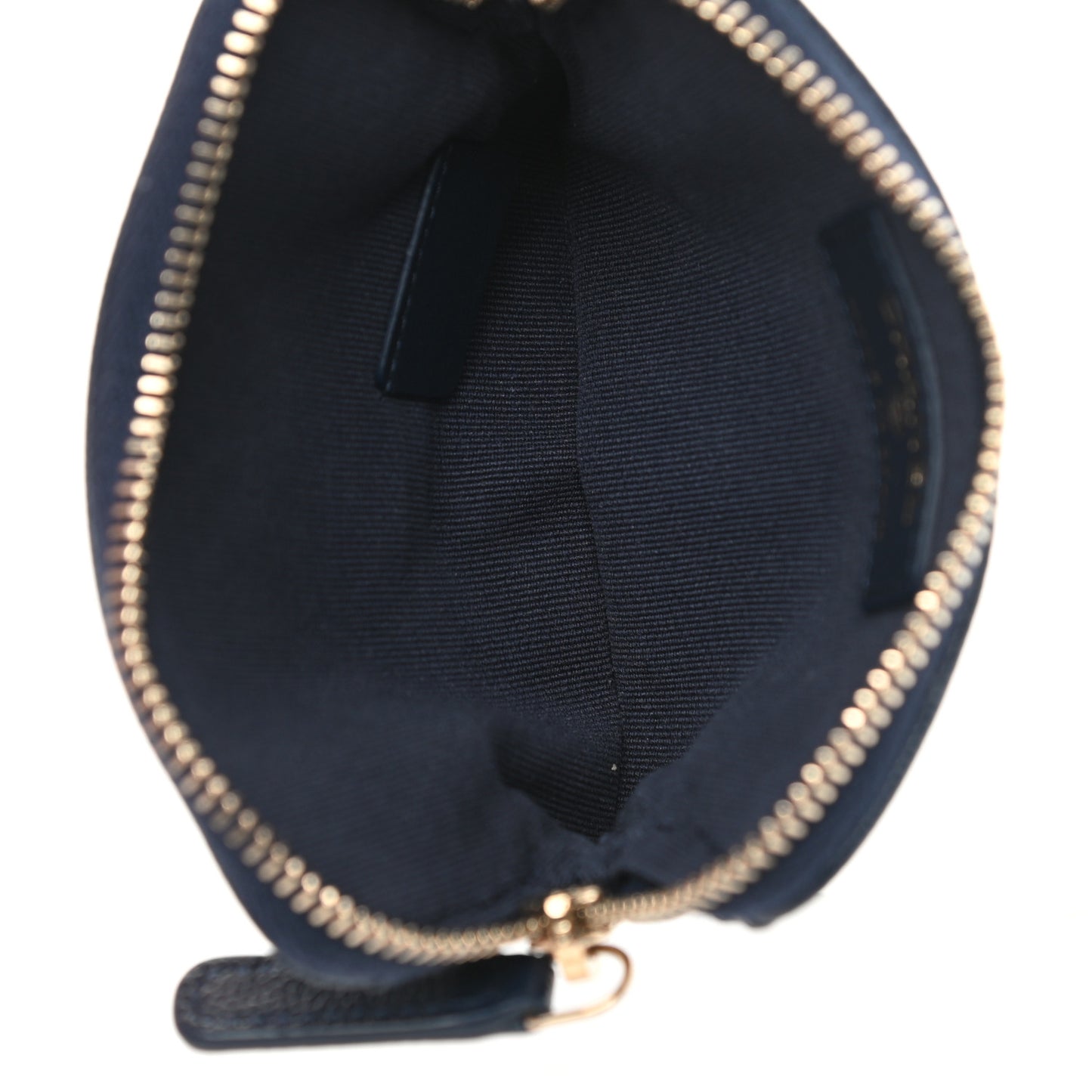 Caviar Quilted Crystal Zip Card Holder Wallet Navy