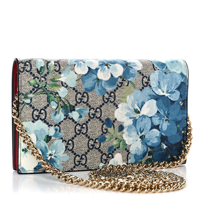 Gucci GG Supreme Monogram Blooms Chain Wallet Blue 3 of 11