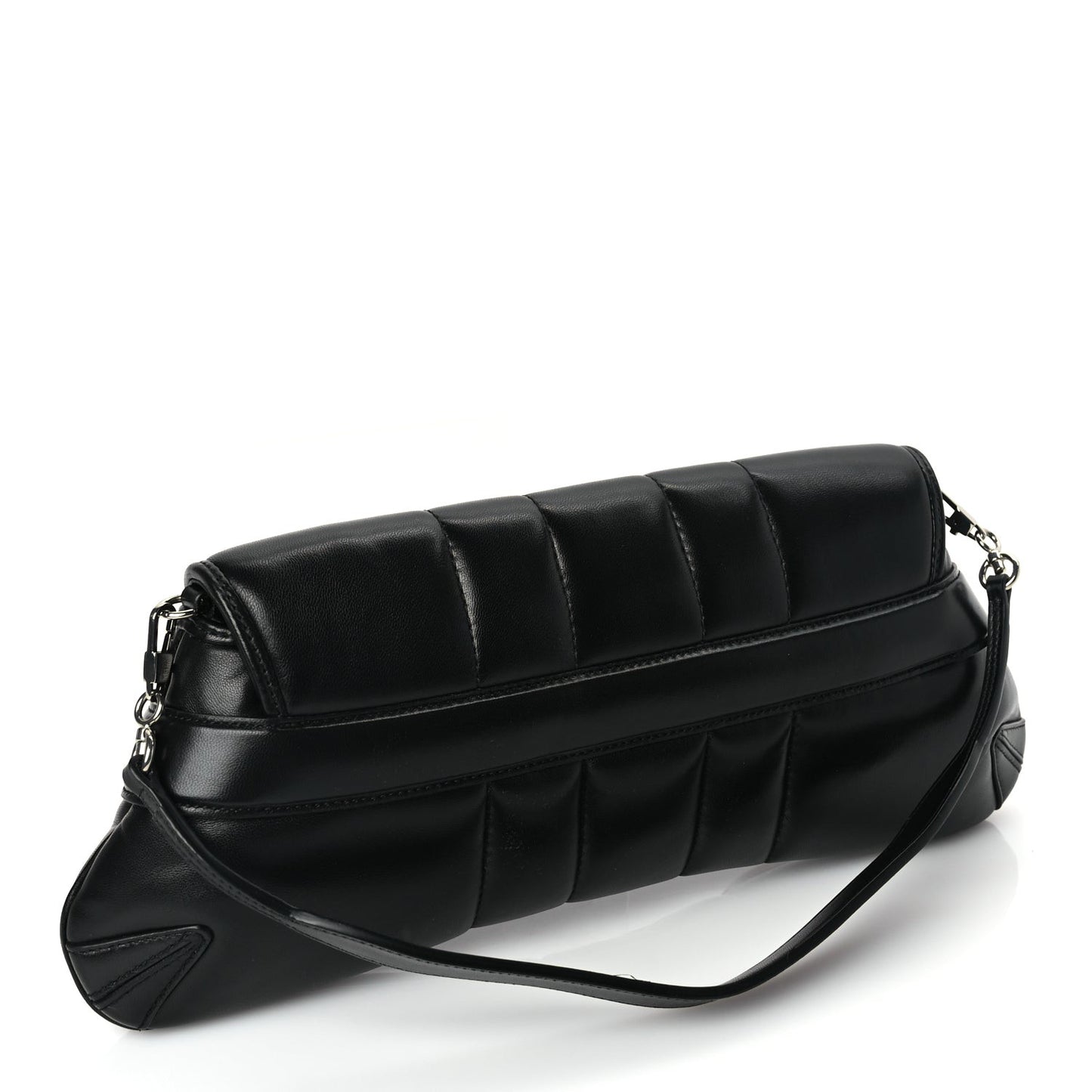 Nappa Vertical Matelasse Medium Maxi Horsebit Chain Shoulder Bag Black