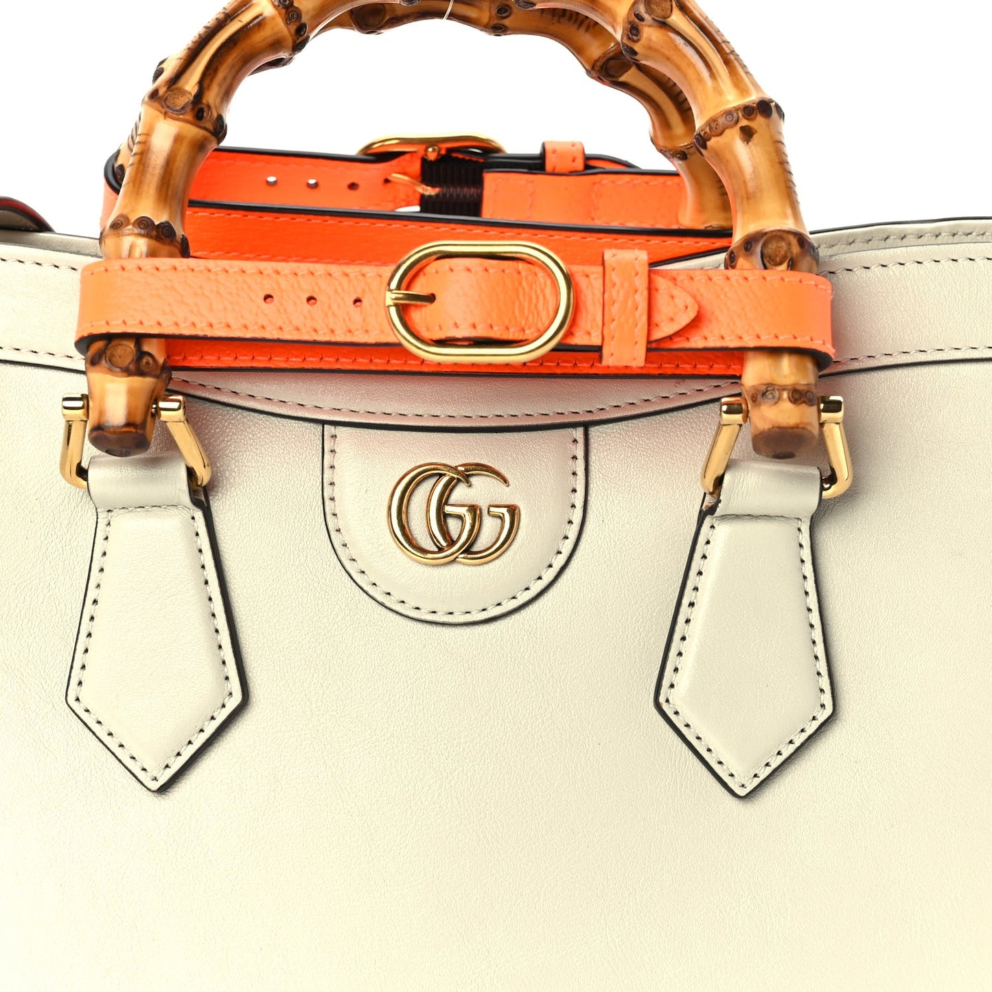 Wonka Grain Calfskin Medium Diana Tote Bag Mystic White Orange Fluo