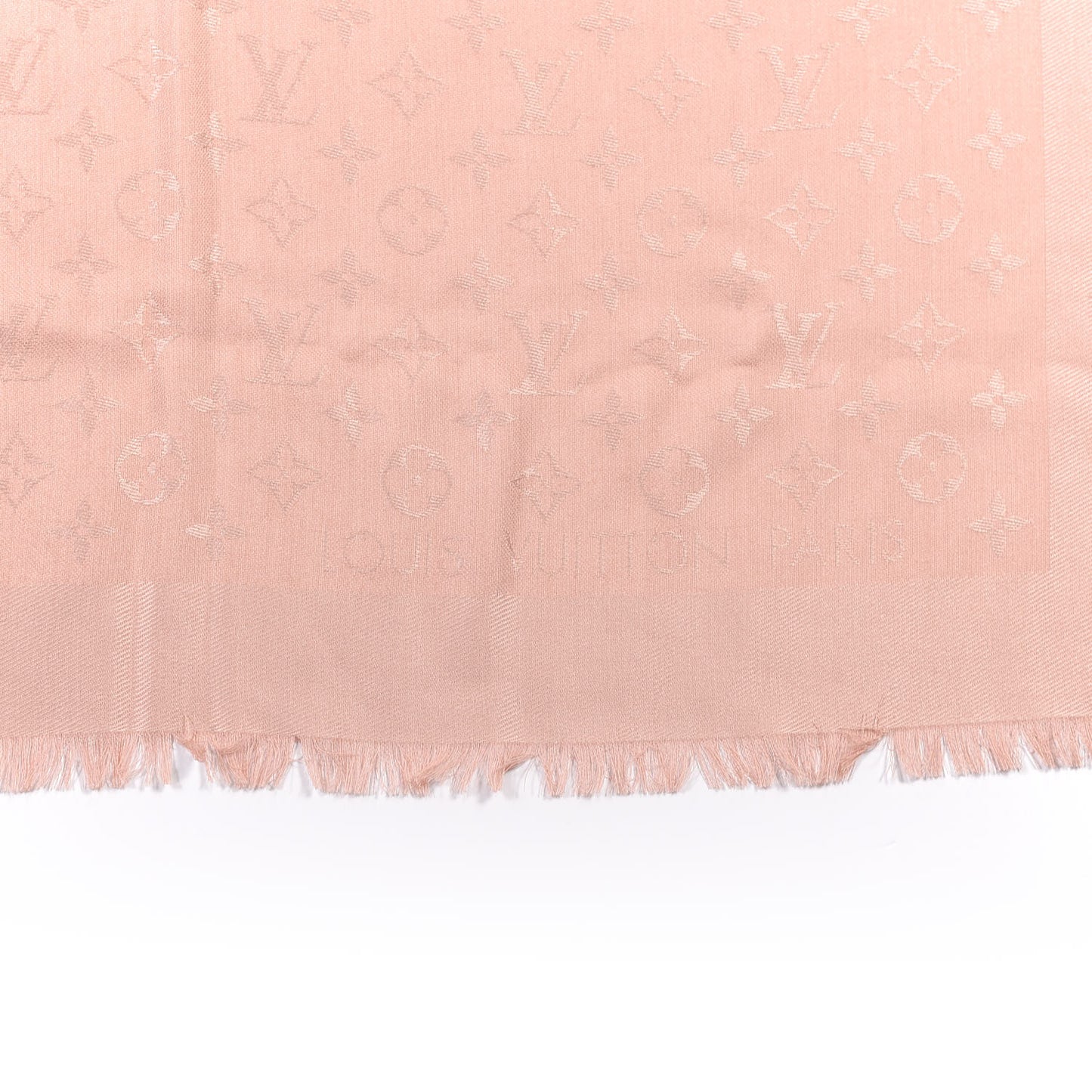 Silk Wool Monogram Shawl Natural