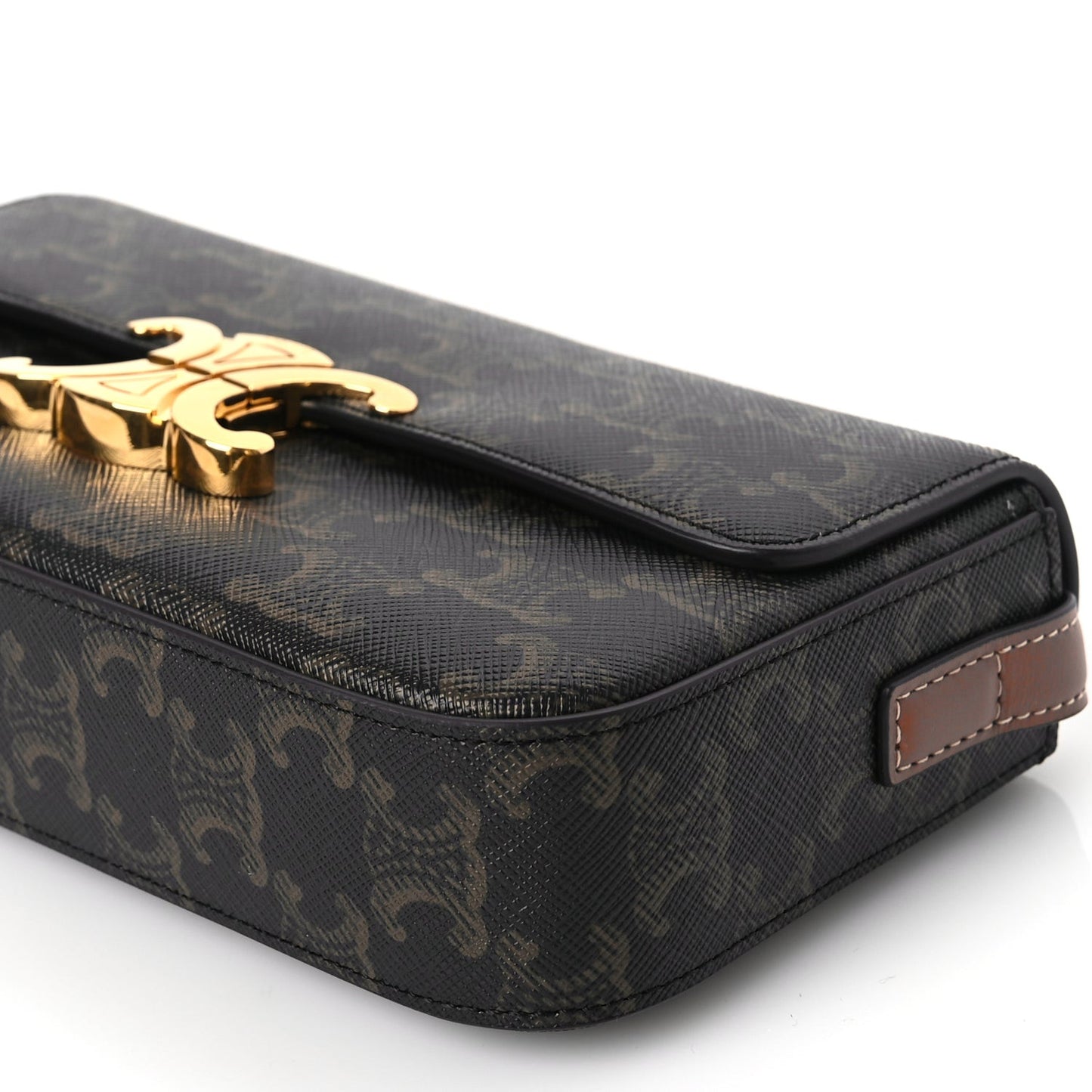 Canvas Calfskin Triomphe Shoulder Bag Tan
