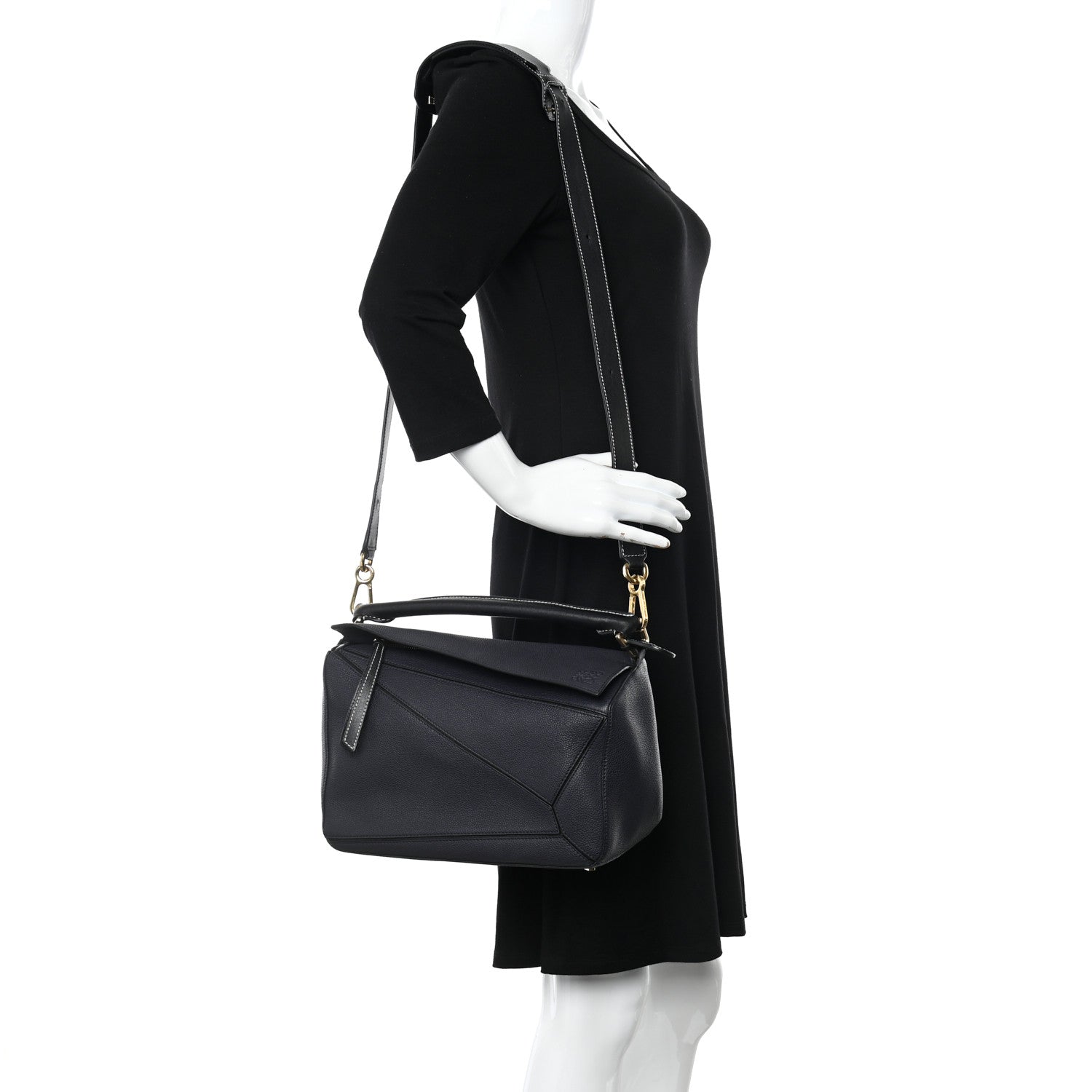 Loewe Calfskin Medium Puzzle Bag Midnight Blue Black 2 of 10