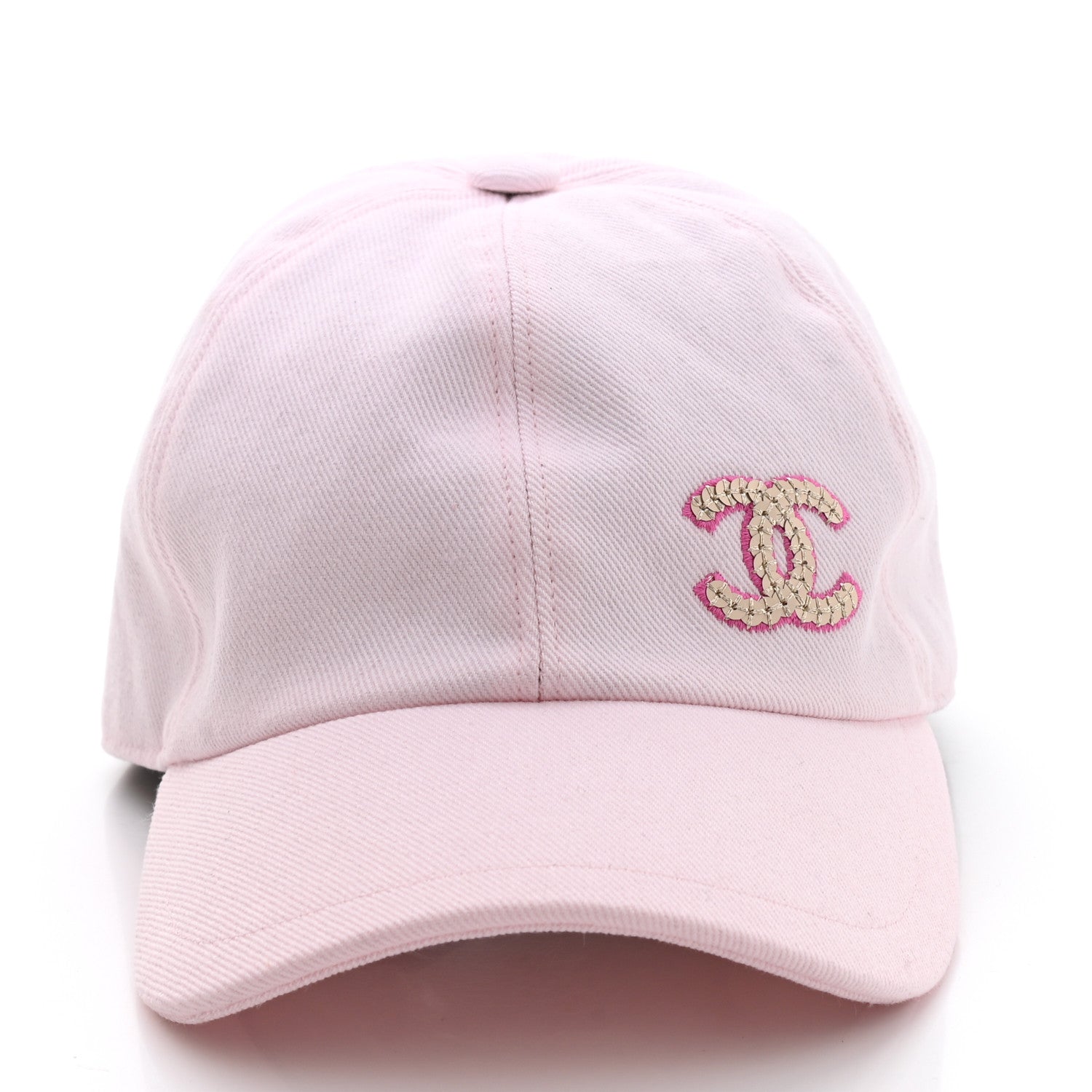 Chanel Cotton Sequin CC Cap Hat Light Pink 3 of 8