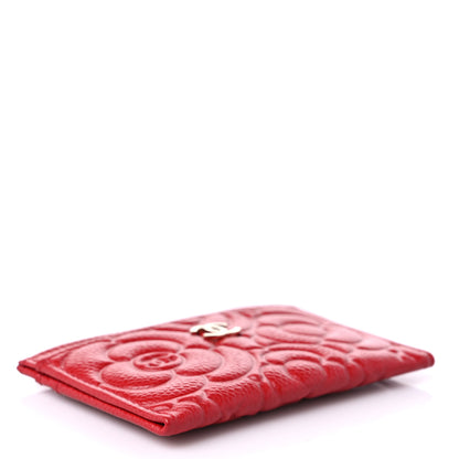 Chanel Caviar Camellia Embossed Card Holder Red 4 of 9