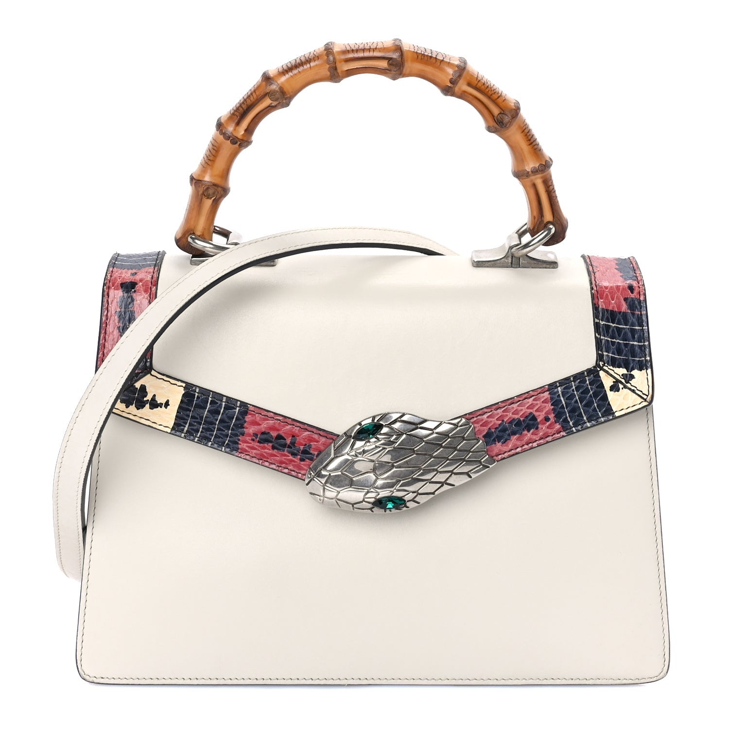 Gucci Calfskin Snakeskin Small Lilith Top Handle Bag White 1 of 7