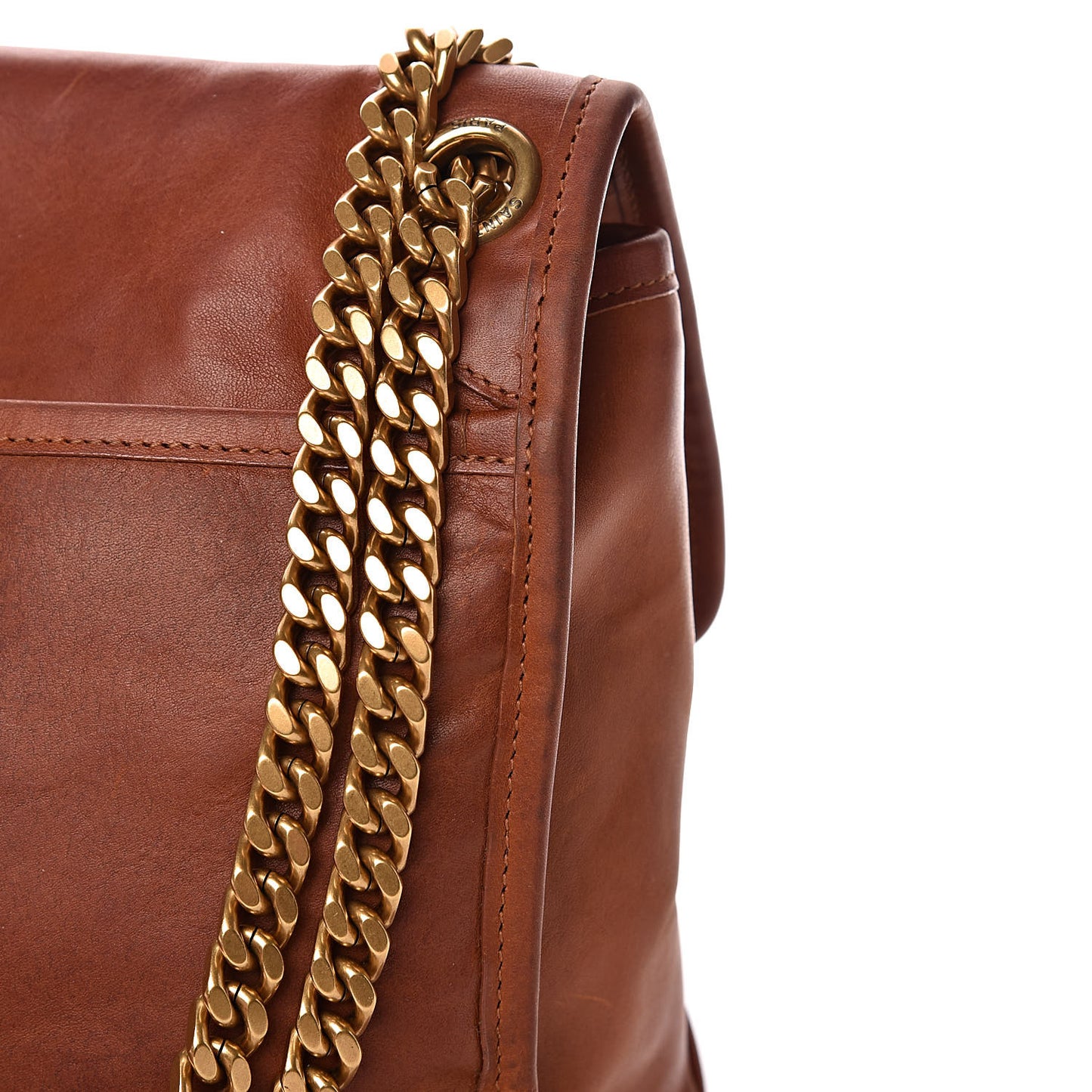 Calfskin Monogram Medium Niki Chain Satchel Cognac