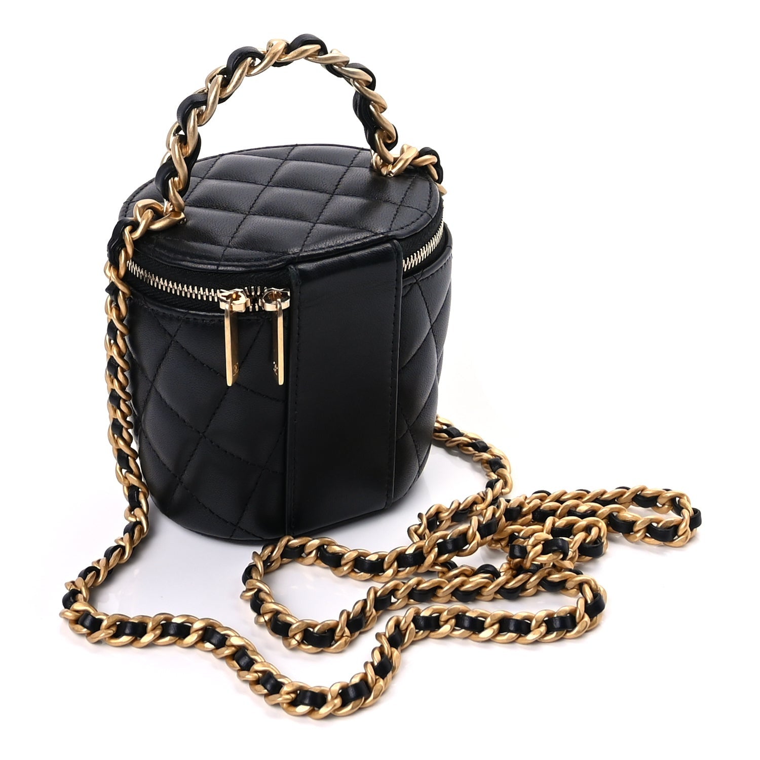 Chanel Lambskin Quilted Afternoon Tea Top Handle Vanity Case With Chain  Black 2 of 8
