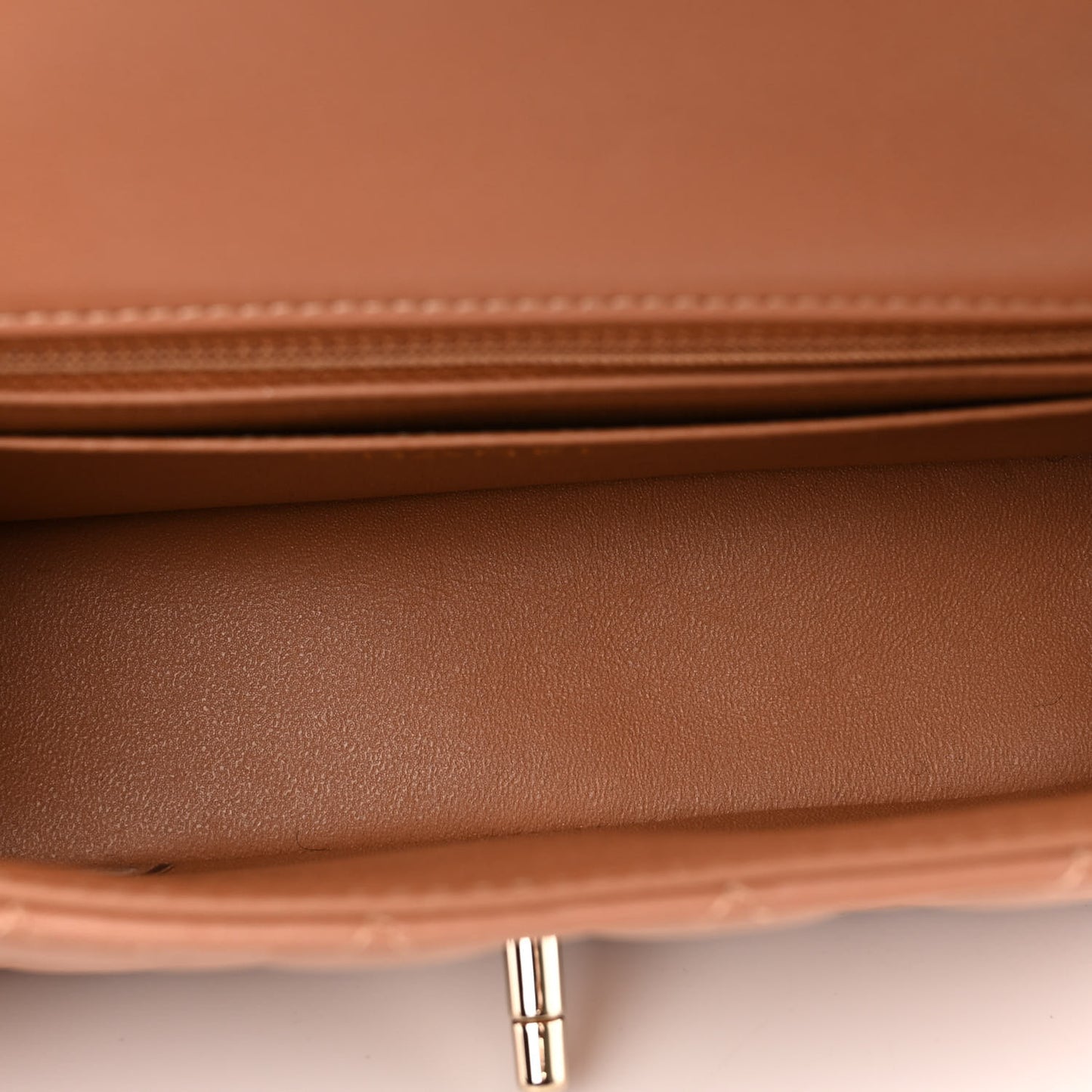 Lambskin Quilted Mini Rectangular Flap Brown