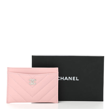 Chanel Lambskin Chevron Quilted Card Holder Light Pink 8 of 8