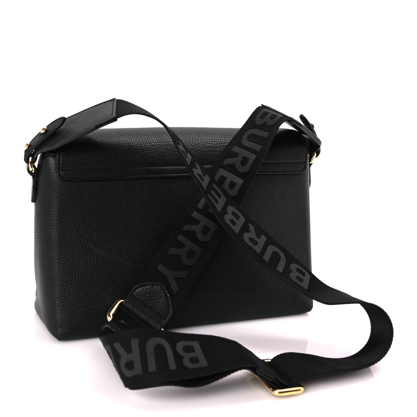 Coated Canvas Calfskin Vintage Check Medium Note Crossbody Bag Black