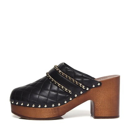 Chanel Lambskin Quilted Chain Clog Mules 39 Black 1 of 11