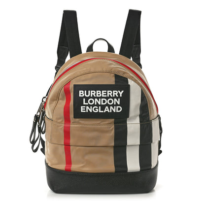 Burberry Econyl Logo Print Check Childrens Nico Backpack Archive Beige 1 of 9