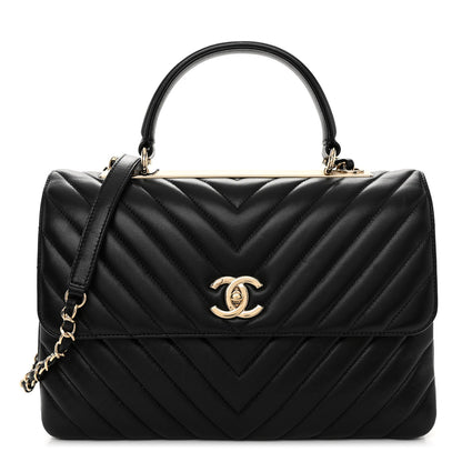 Chanel Lambskin Chevron Quilted Medium Trendy CC Dual Handle Flap Bag Black 1 of 13