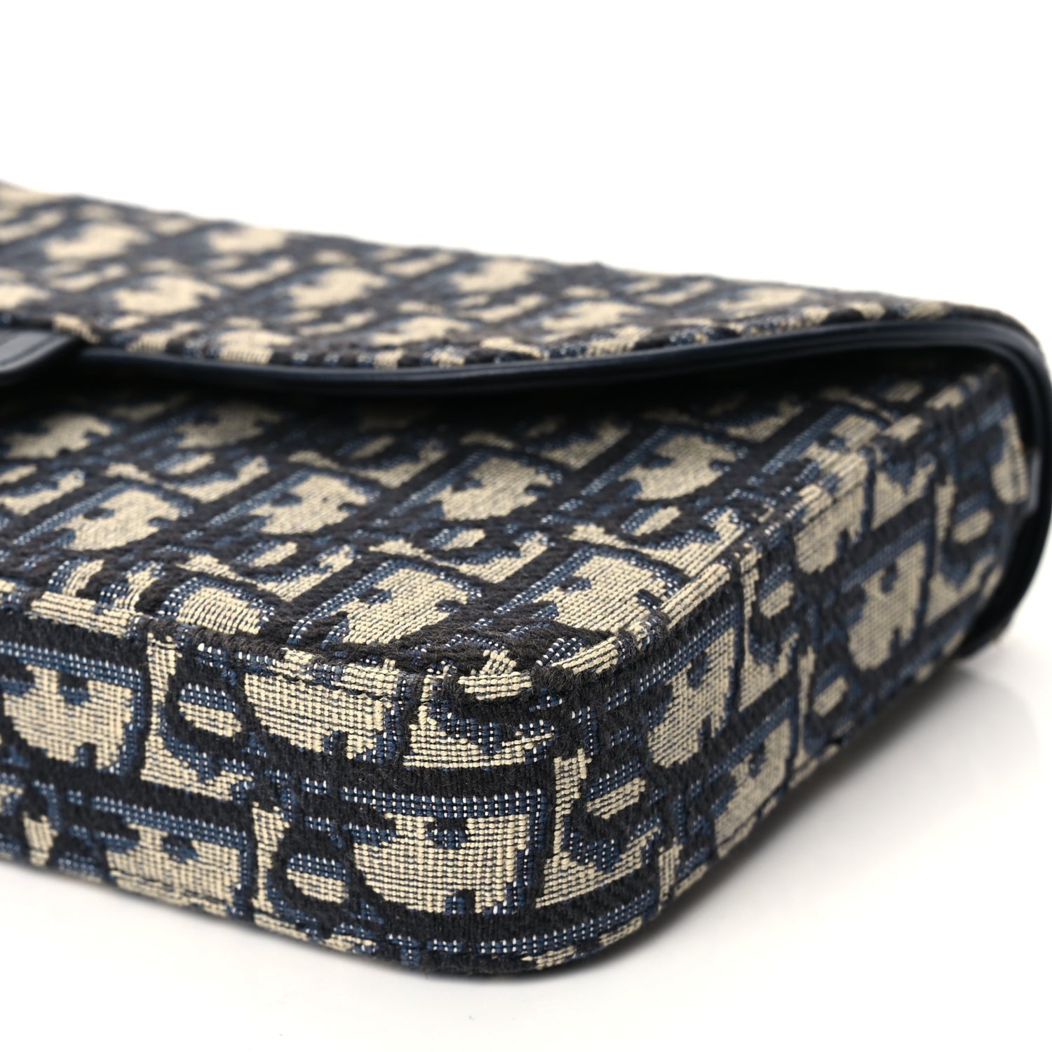 Christian Dior Oblique Medium Saddle Pouch With Chain Blue 9 of 10
