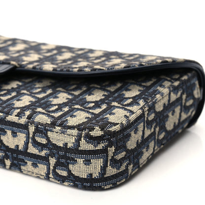 Christian Dior Oblique Medium Saddle Pouch With Chain Blue 9 of 10