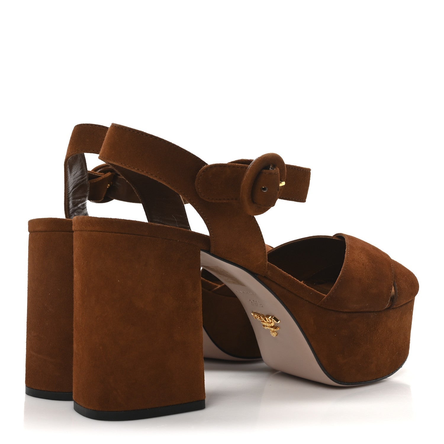 Prada Camoscio Crisscross Platform Sandals 39.5 Palissandro 5 of 7