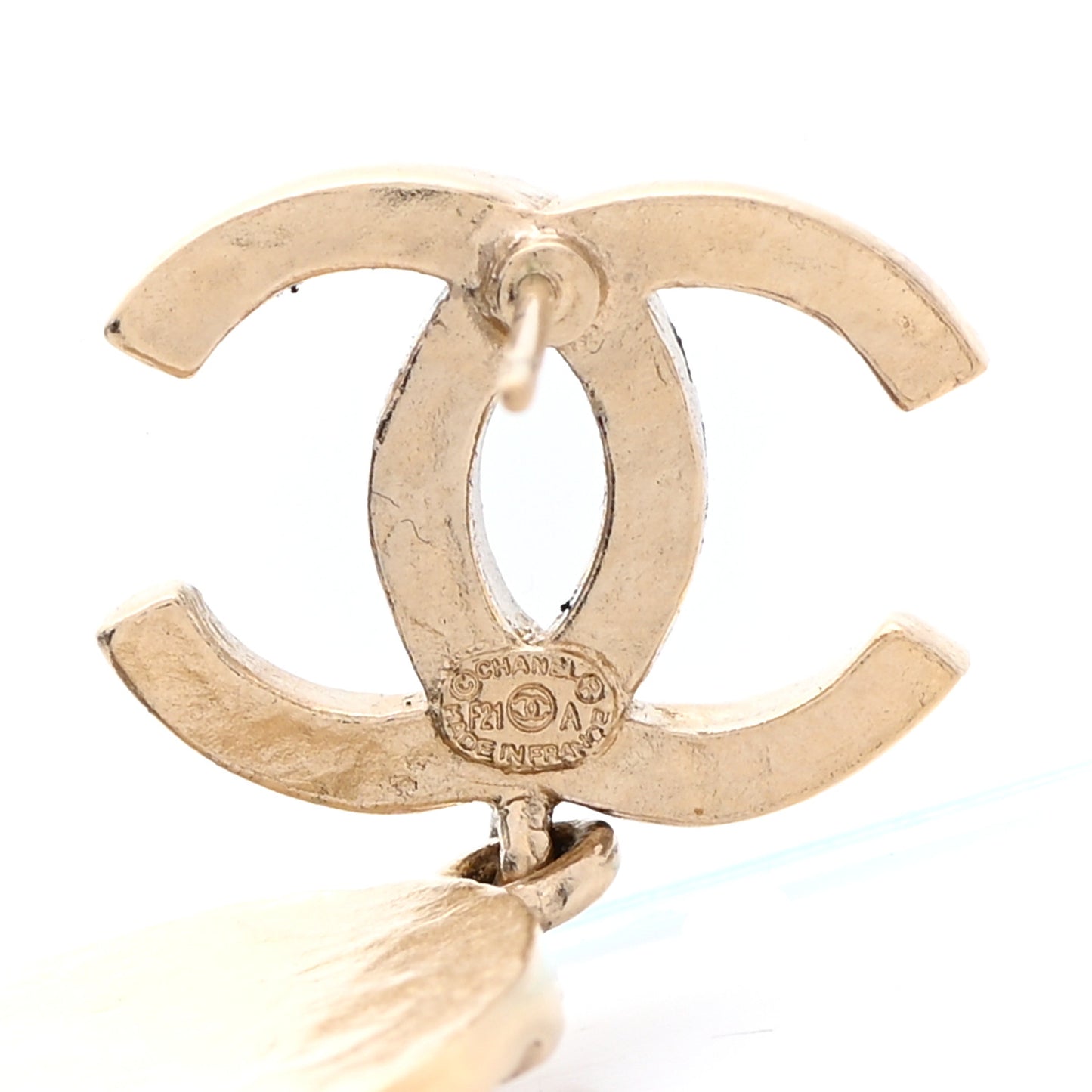 Crystal CC Medallion Drop Earrings Gold