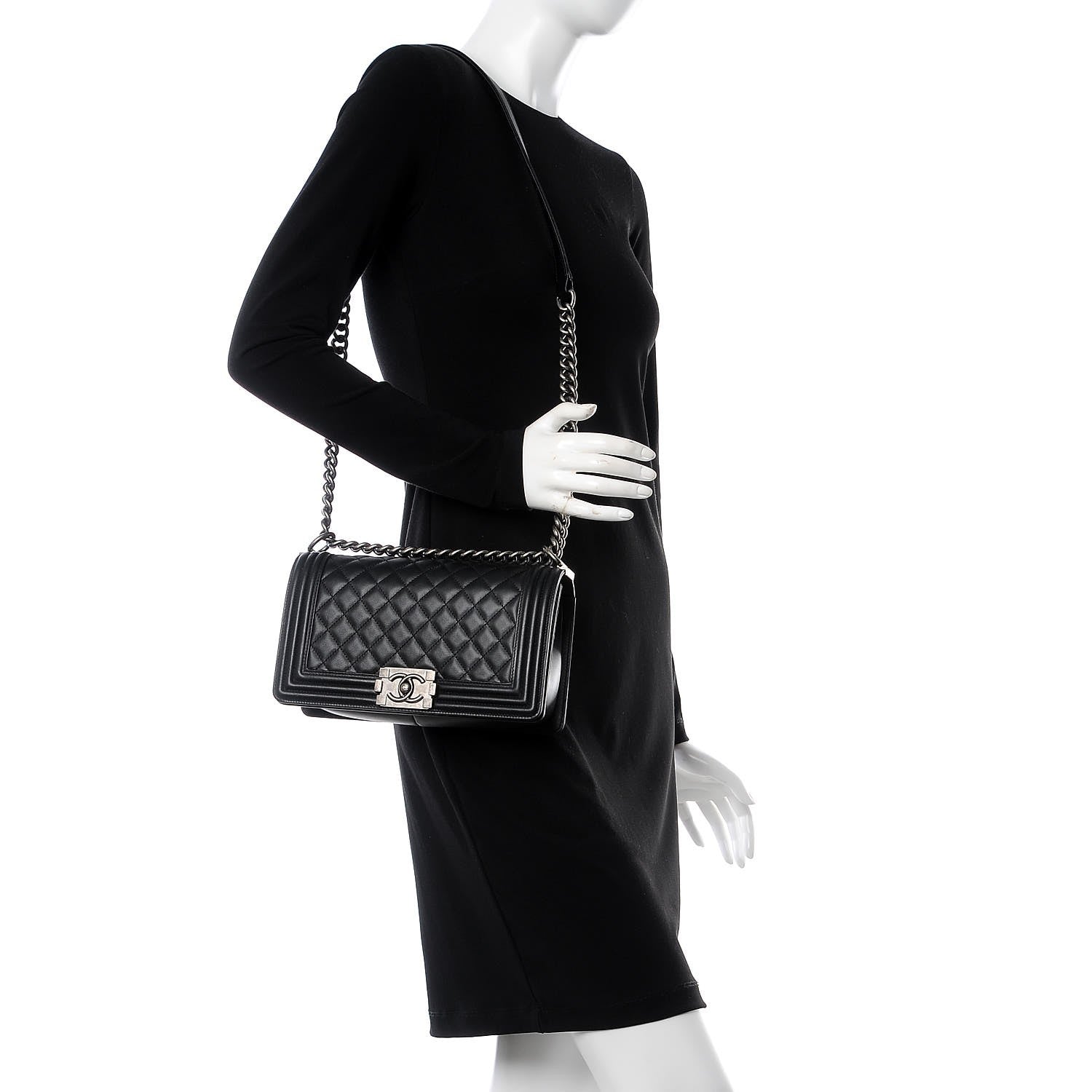 Chanel Calfskin Quilted Medium Boy Flap Black 2 of 8