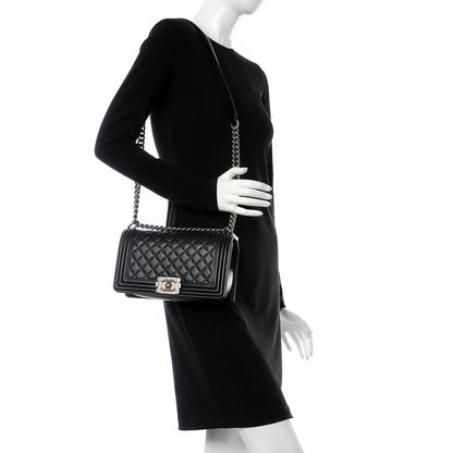 Chanel Calfskin Quilted Medium Boy Flap Black 2 of 8