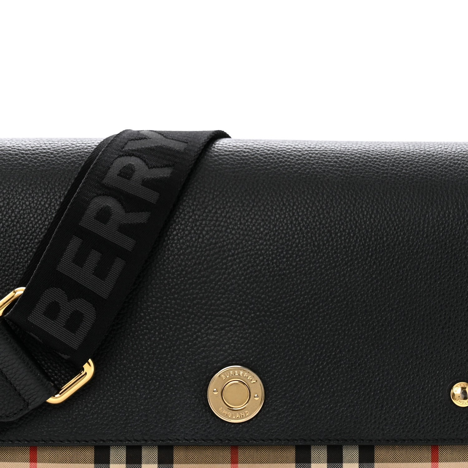 Burberry Grainy Calfskin Vintage Check Note Crossbody Bag Black 7 of 7