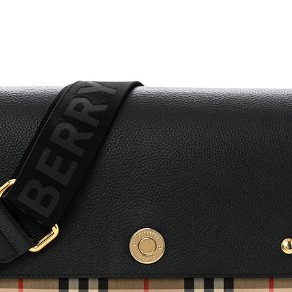 Burberry Grainy Calfskin Vintage Check Note Crossbody Bag Black 7 of 7