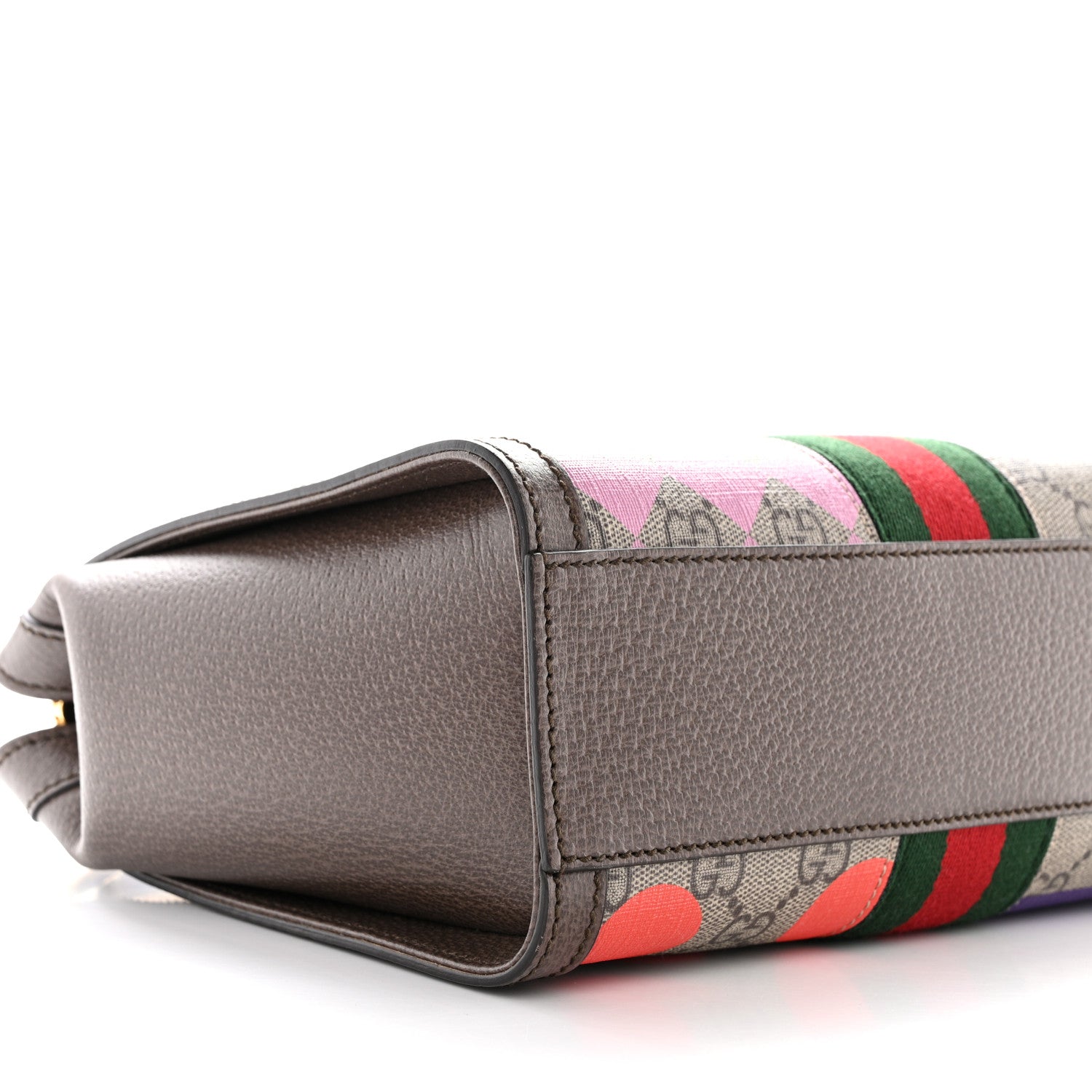 Gucci GG Supreme Monogram Equestrian Web Small Ophidia Tote Bag Beige Multicolor New Acero 9 of 10