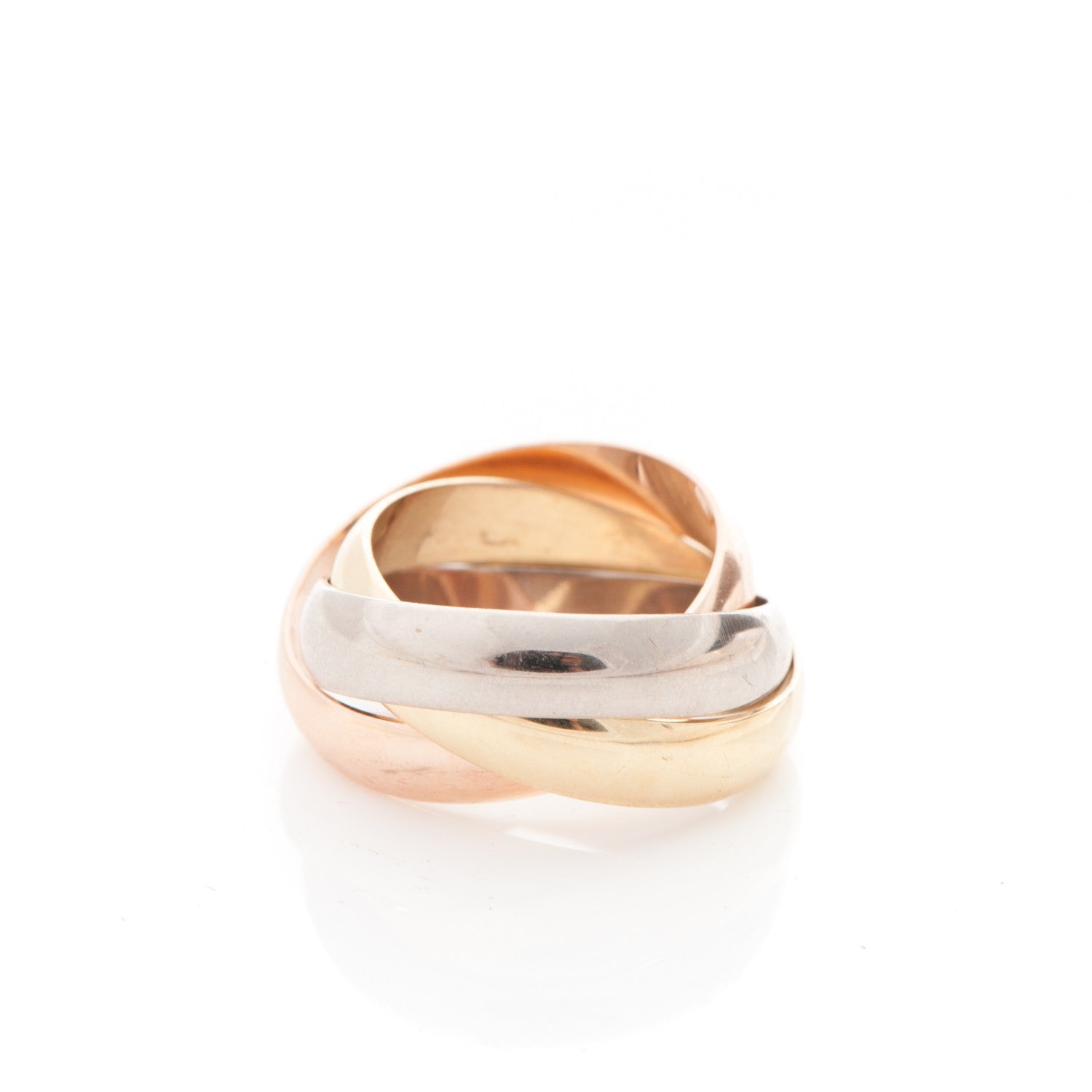 Cartier 18K Pink Yellow White Gold Large Trinity Ring 57 8 3 of 4