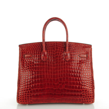 Hermes Shiny Porosus Crocodile Birkin 35 Rouge H 4 of 25