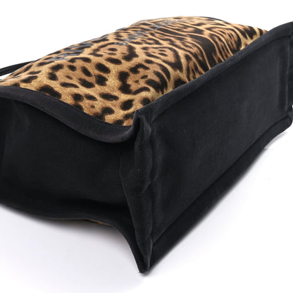 Saint Laurent Canvas Calfskin Leopard Print Rive Gauche Noe Tote Natural Black 7 of 8