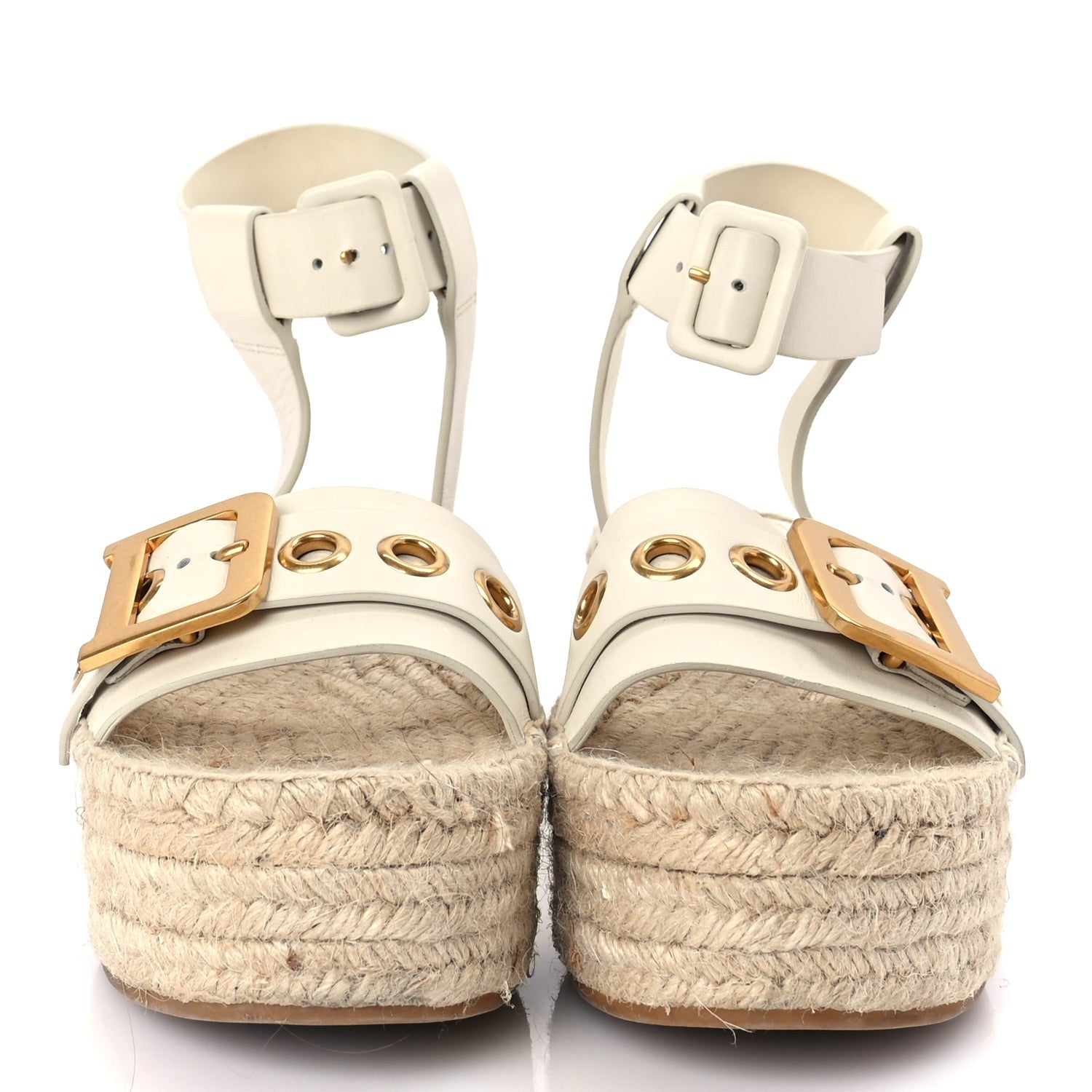 Christian Dior Calfskin D-Dior Espadrille Platform Sandals 35 Off White 2 of 9