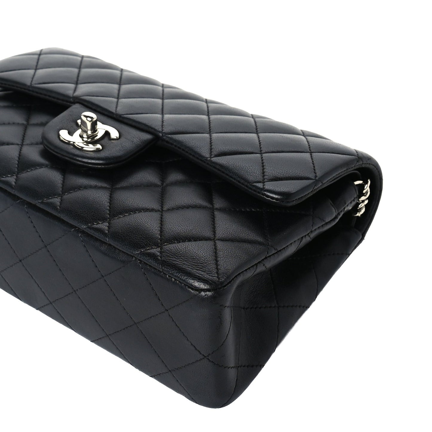 Lambskin Quilted Small Double Flap  Black