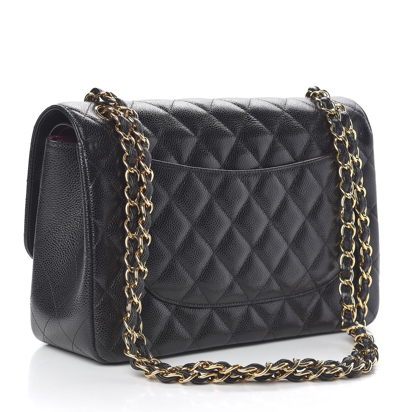 Caviar Quilted Jumbo Double Flap Black