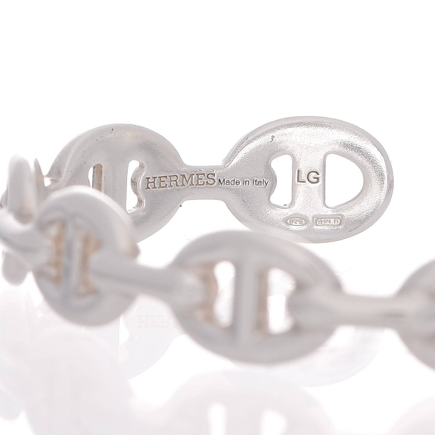 Hermes Sterling Silver MM Chaine d'Ancre Enchainee Cuff Bracelet LG 9 of 11
