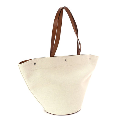 Saint Laurent Linen Calfskin Rive Gauche Tote  Greggio Brick 2 of 8