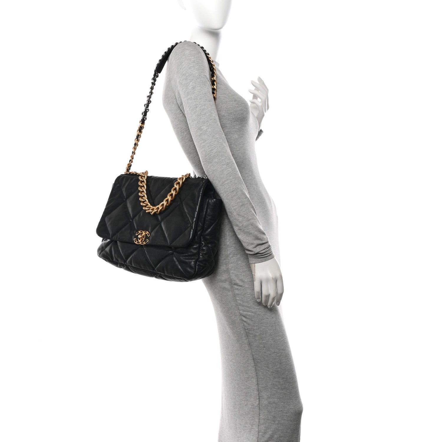 Chanel Goatskin Quilted Maxi Chanel 19 Flap Black 2 of 10