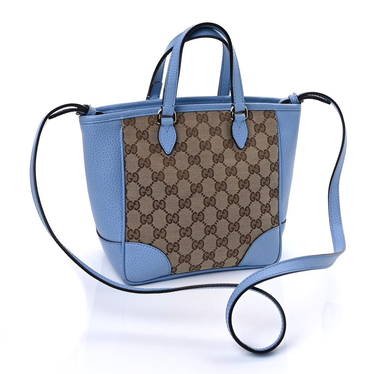 Monogram Dollar Calfskin Small Bree Tote Beige Ebony Mineral Blue