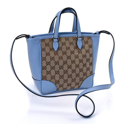 Gucci Monogram Dollar Calfskin Small Bree Tote Beige Ebony Mineral Blue 4 of 16