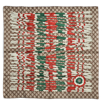 Gucci Silk Monogram Square Scarf Brown 1 of 5