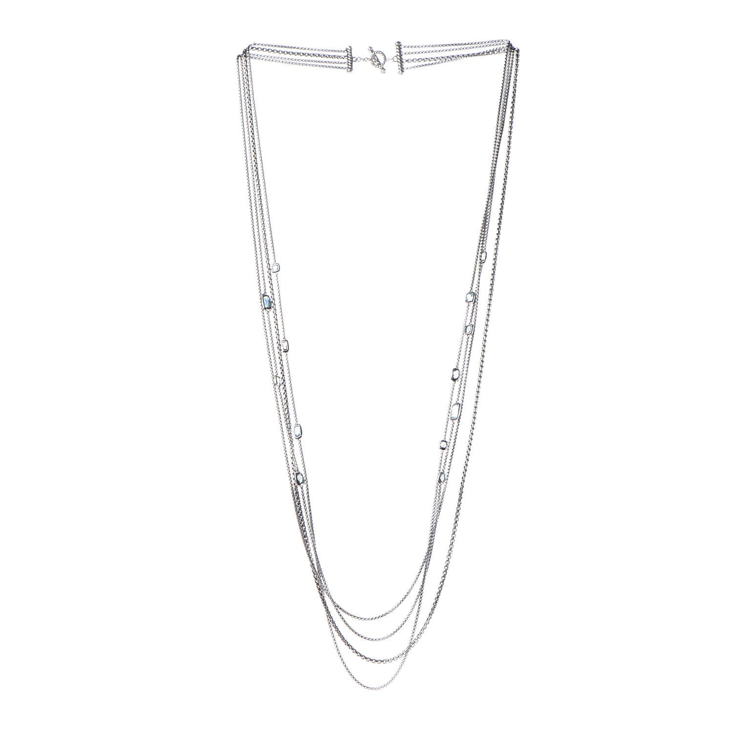 David Yurman Sterling Silver Diamond Blue Topaz Confetti Station Necklace 3 of 5