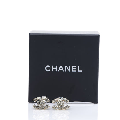 Chanel Crystal Baguette CC Earrings Gold 5 of 5