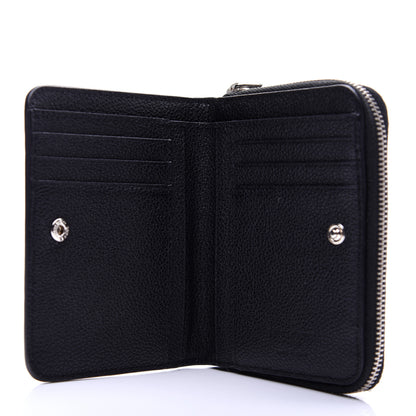 Saint Laurent Grained Calfskin Rive Gauche Compact Zip Around Wallet Black 5 of 11