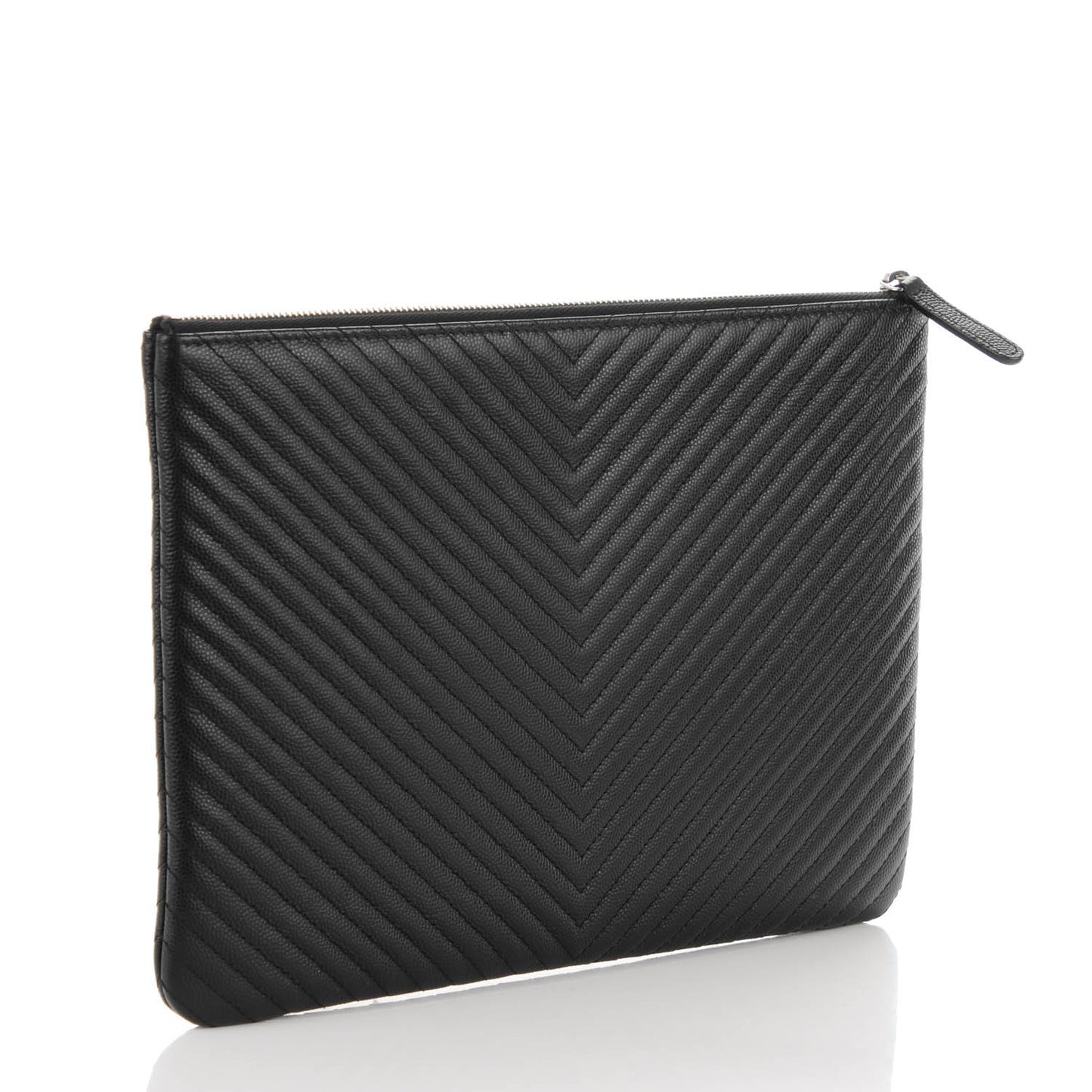 Caviar Chevron Medium Cosmetic Case Black