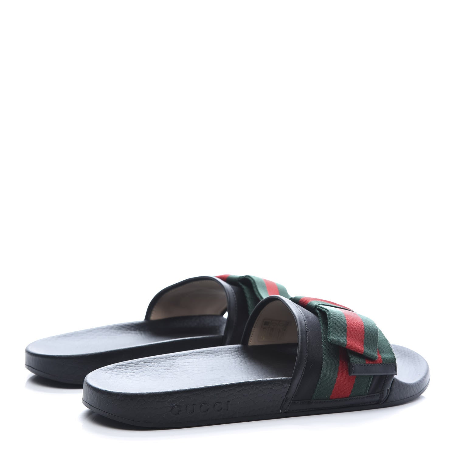 Gucci Satin Web Bow Slide Sandals 40 Black 4 of 9