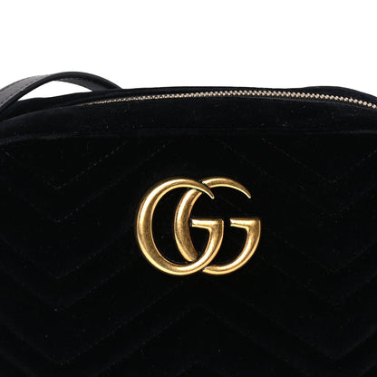 Gucci Velvet Matelasse Small GG Marmont Chain Shoulder Bag Black 6 of 8