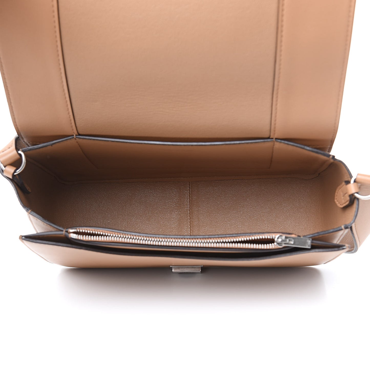 Shiny Smooth Calfskin Medium Frame Shoulder Bag Tan Black