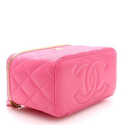 Chanel Lambskin Enamel Quilted Small Coco Hearts Vanity Case With Chain Pink 4 of 10